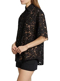 Studded Floral Lace Shirt