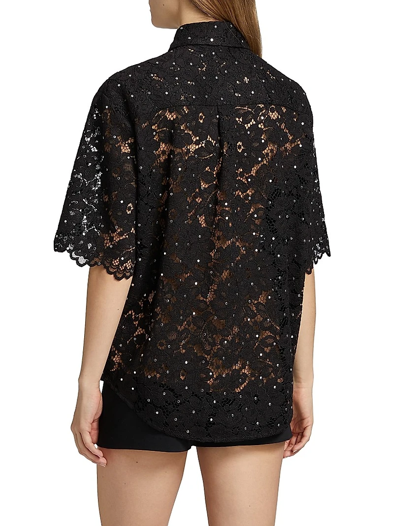 Studded Floral Lace Shirt