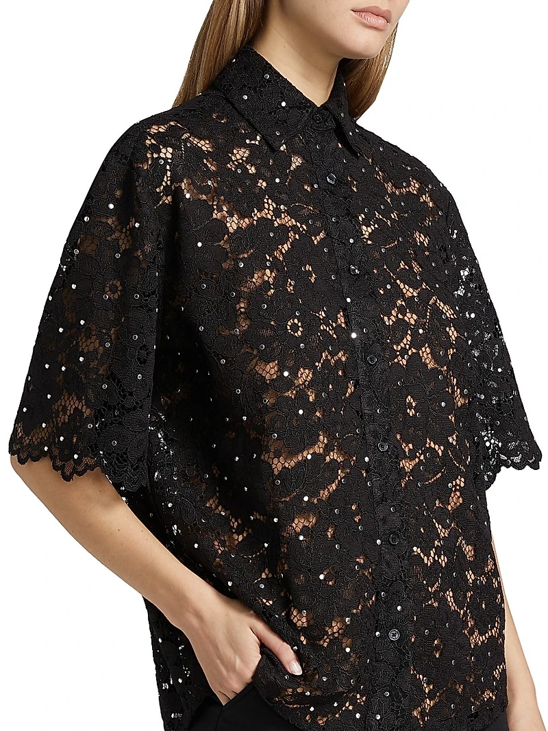 Studded Floral Lace Shirt