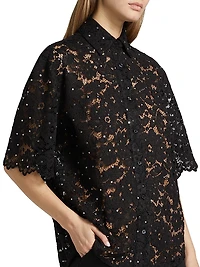 Studded Floral Lace Shirt