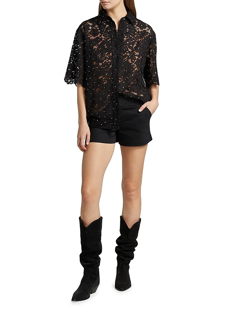 Studded Floral Lace Shirt