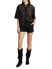 Studded Floral Lace Shirt
