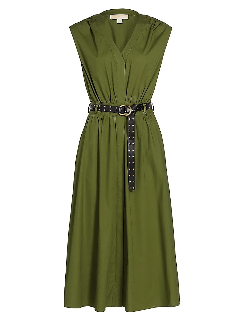 Cotton Poplin Belted Midi-Dress