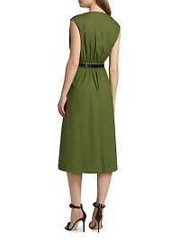 Cotton Poplin Belted Midi-Dress