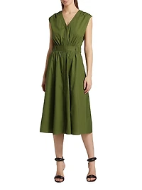 Cotton Poplin Belted Midi-Dress