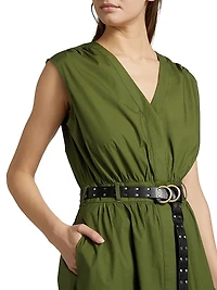 Cotton Poplin Belted Midi-Dress