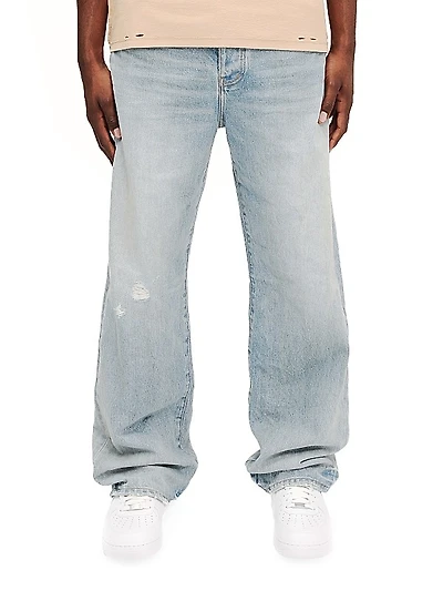 Basalt Distressed Wide-Leg Jeans