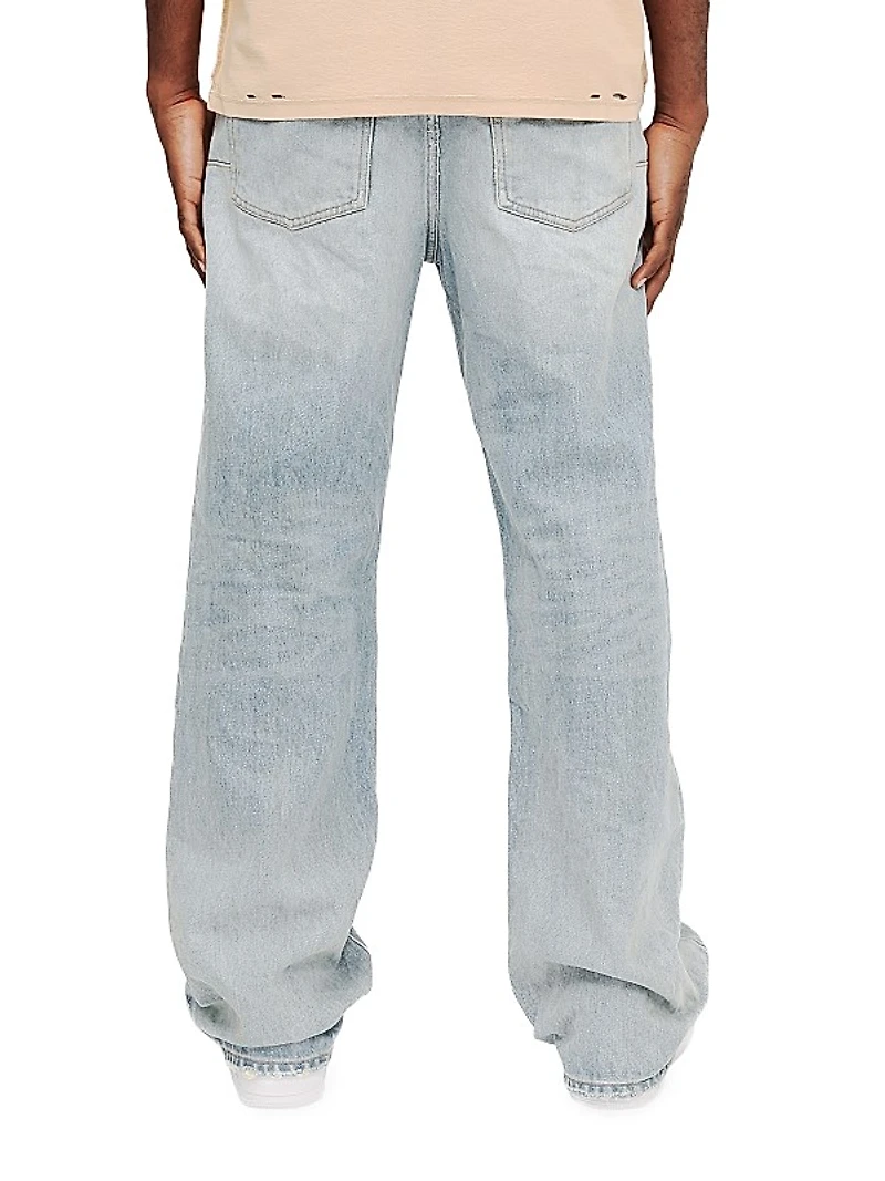 Basalt Distressed Wide-Leg Jeans