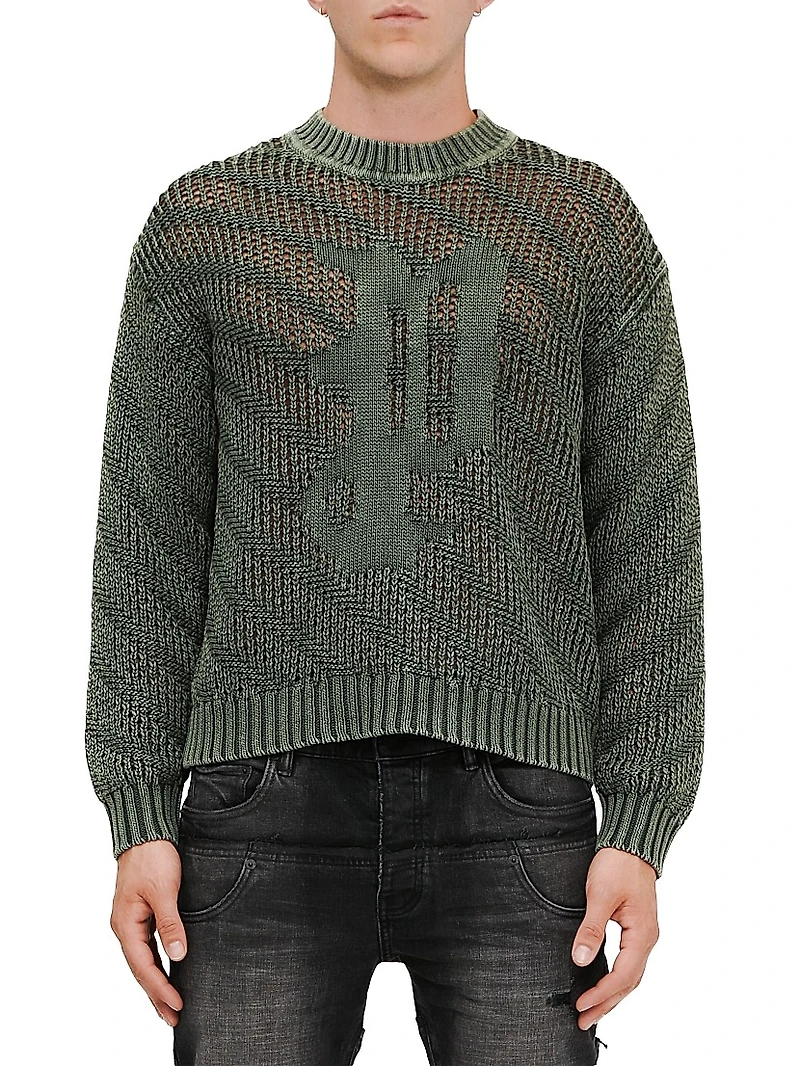 Logo Acid-Washed Cotton Sweater