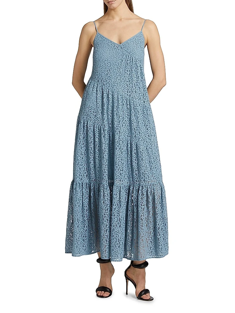 Floral Lace Tiered Maxi Slipdress