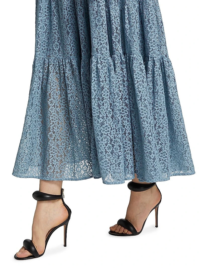 Floral Lace Tiered Maxi Slipdress