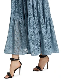 Floral Lace Tiered Maxi Slipdress