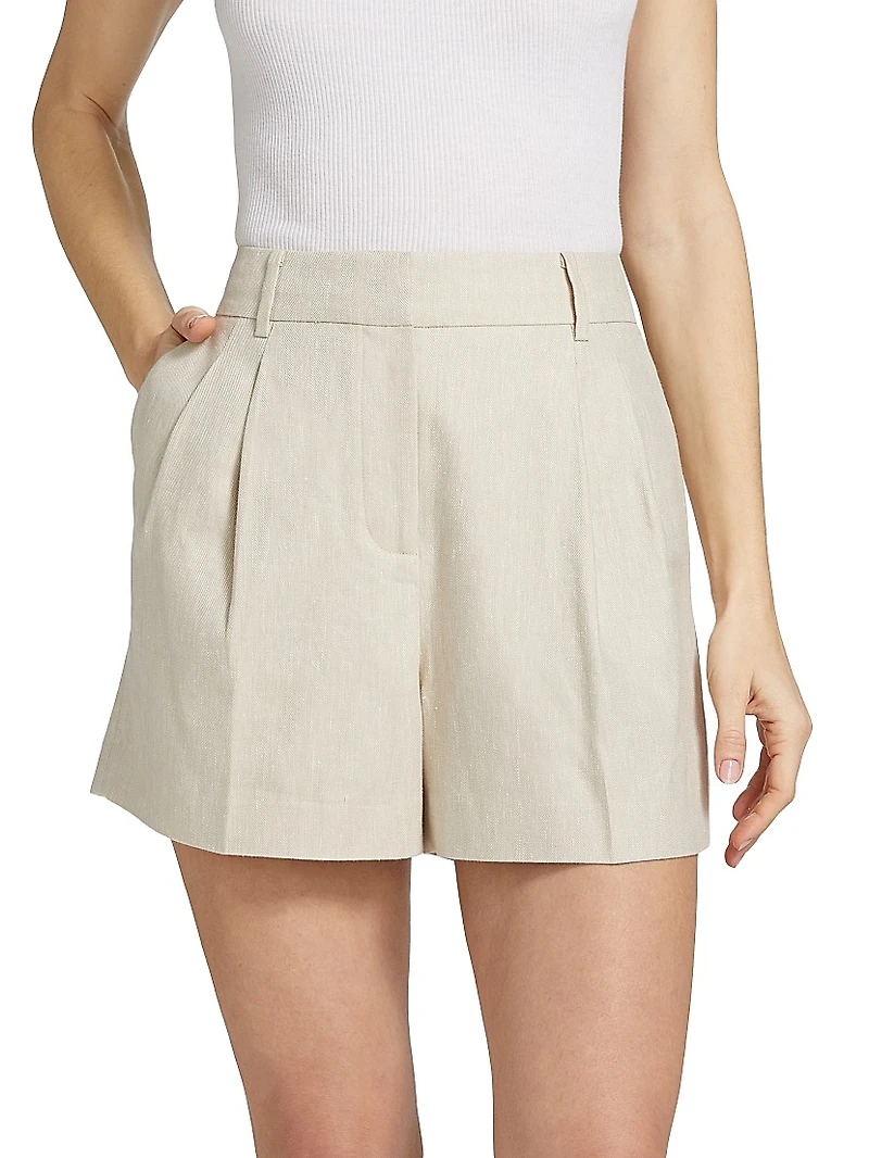 Linen & Cotton Pleated Shorts