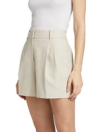 Linen & Cotton Pleated Shorts