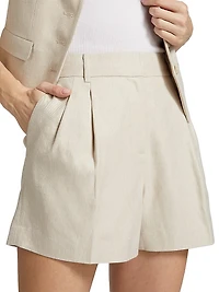 Linen & Cotton Pleated Shorts