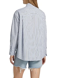 Striped Cotton Poplin Button-Front Shirt