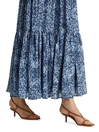 Floral Smocked Strapless Tiered Maxi Dress