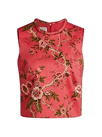 Mackenzie Floral Cotton Sateen Sleeveless Top