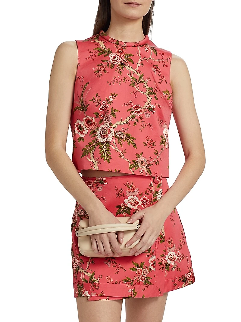 Mackenzie Floral Cotton Sateen Sleeveless Top