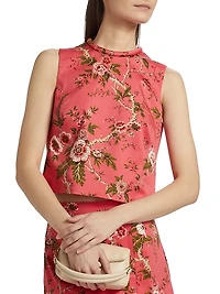 Mackenzie Floral Cotton Sateen Sleeveless Top
