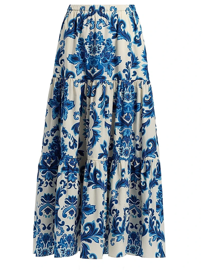 Melanie Floral Tiered Midi Skirt