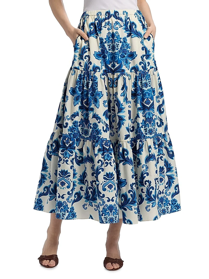 Melanie Floral Tiered Midi Skirt