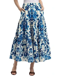 Melanie Floral Tiered Midi Skirt