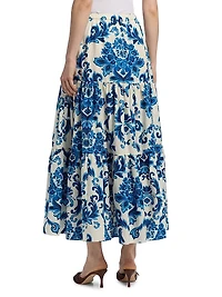 Melanie Floral Tiered Midi Skirt
