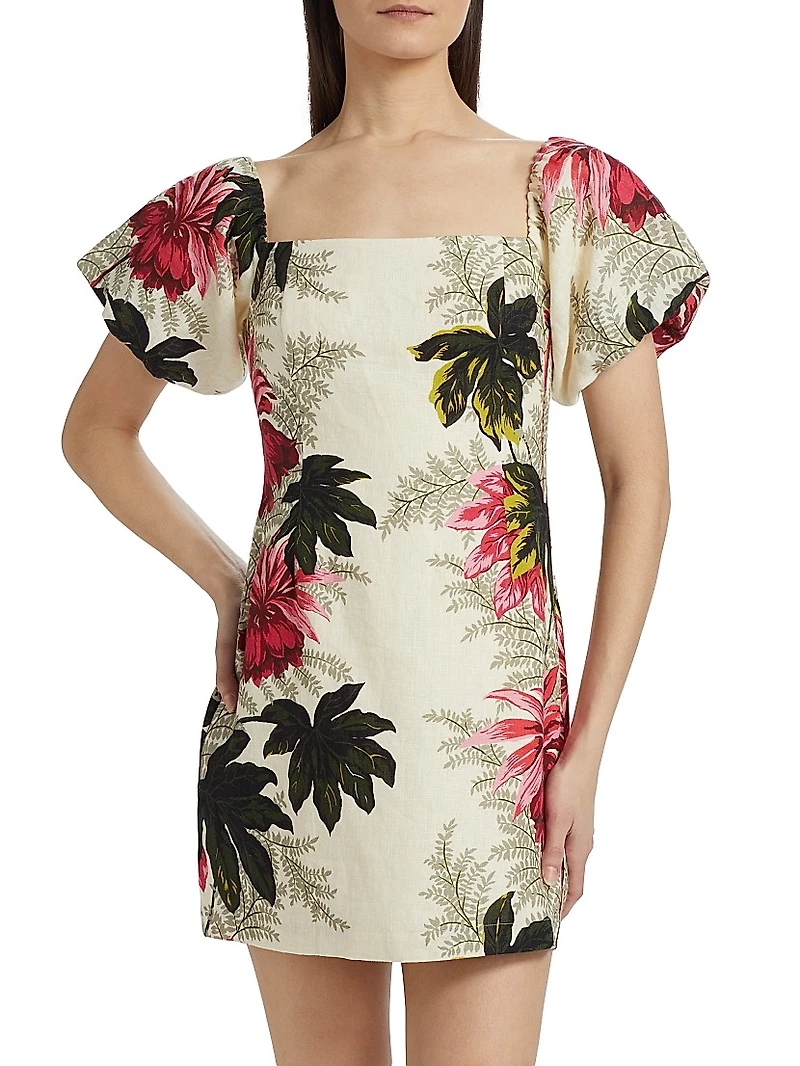 Tully Floral Puff-Sleeve Minidress