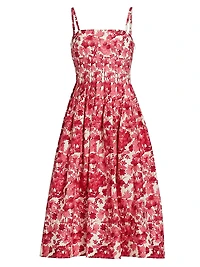 Sea Island Printed Cotton Poplin Midi-Dress