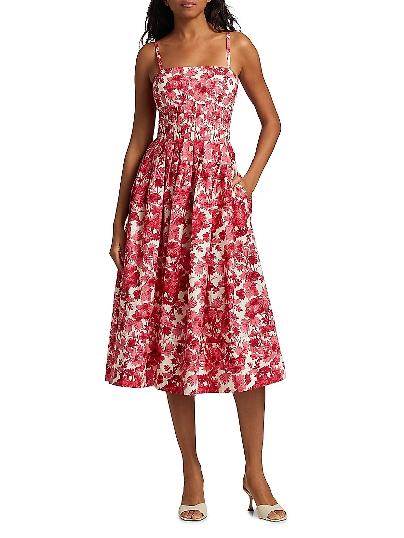 Sea Island Printed Cotton Poplin Midi-Dress