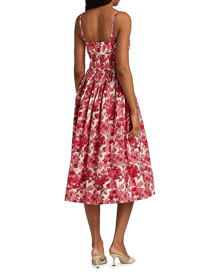 Sea Island Printed Cotton Poplin Midi-Dress