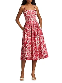Sea Island Printed Cotton Poplin Midi-Dress