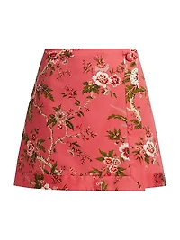 Kitty Floral Stretch Cotton A-Line Miniskirt