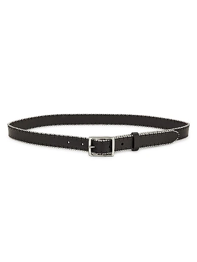 Baby Boyfriend Bead-Trimmed Leather Belt