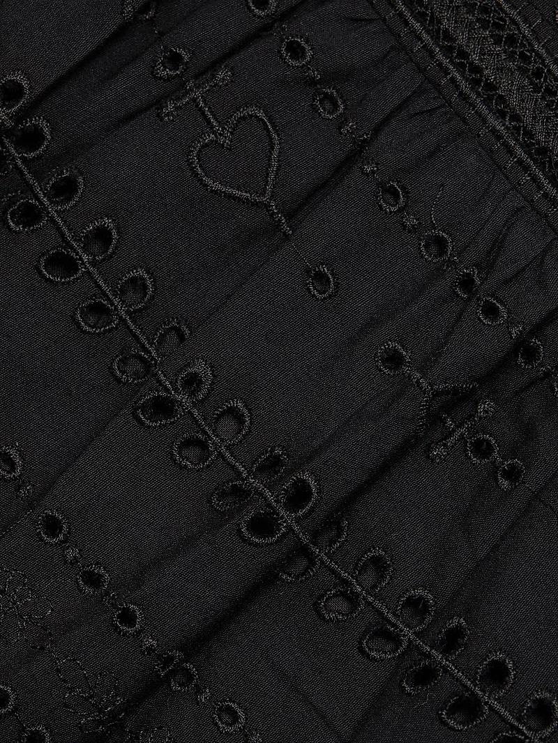 Embroidered Cotton Sleeveless Tiered Maxi Dress