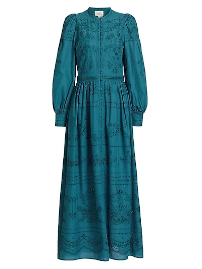 Embroidered Cotton Voile Maxi Dress
