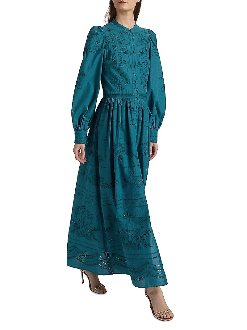 Embroidered Cotton Voile Maxi Dress