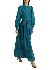 Embroidered Cotton Voile Maxi Dress