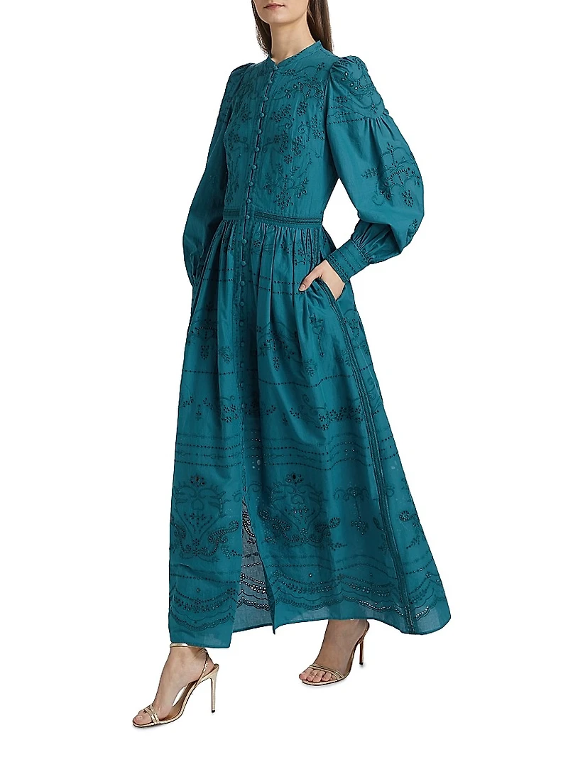 Embroidered Cotton Voile Maxi Dress