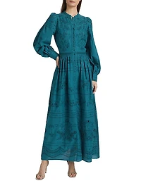 Embroidered Cotton Voile Maxi Dress