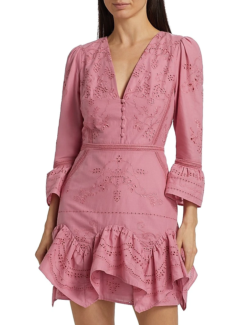Embroidered Cotton Voile Minidress