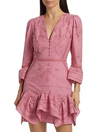 Embroidered Cotton Voile Minidress