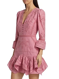 Embroidered Cotton Voile Minidress