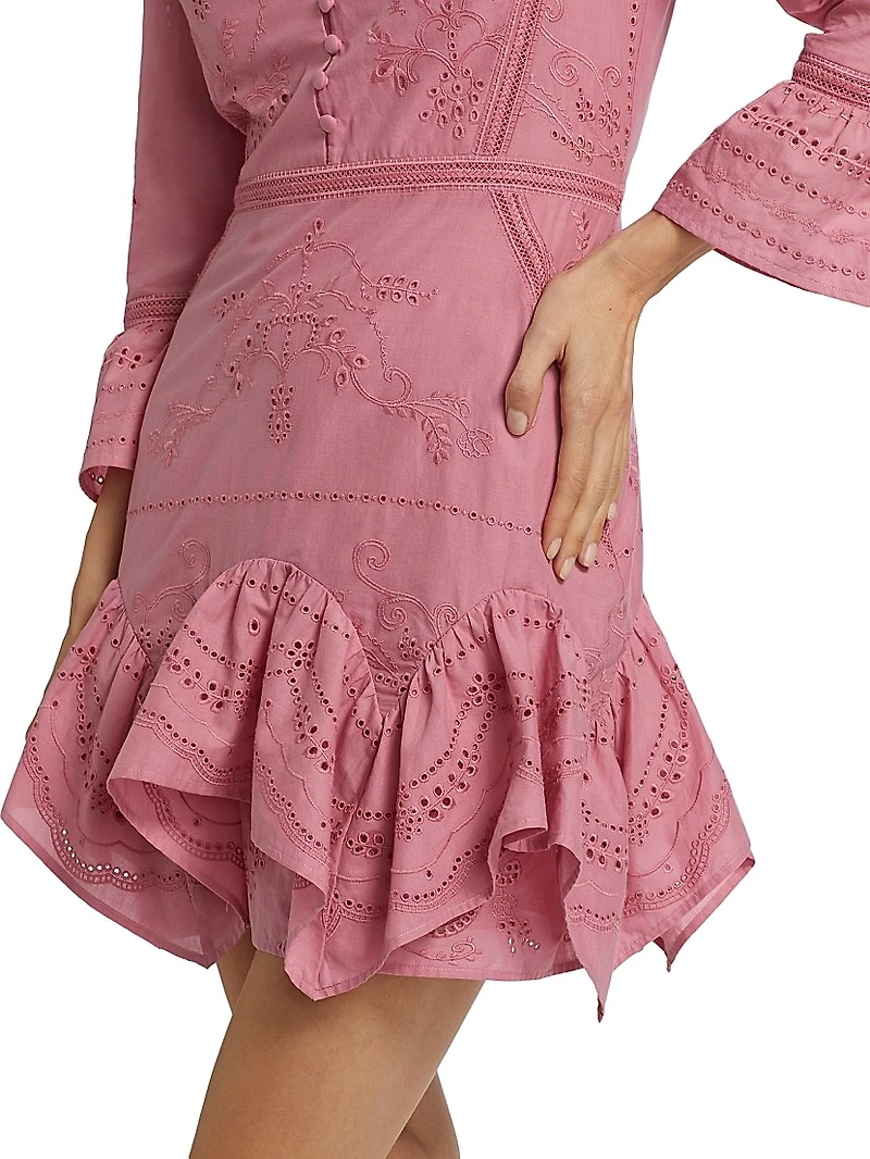 Embroidered Cotton Voile Minidress