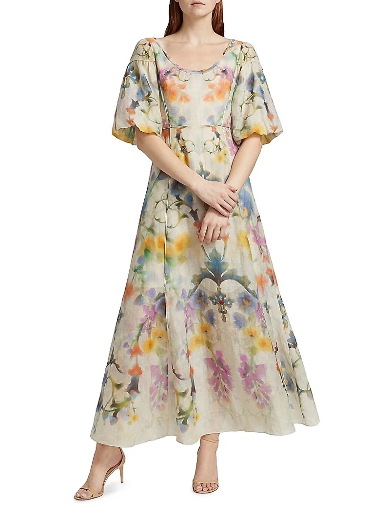 Floral Scoopneck Fit & Flare Maxi Dress