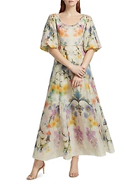 Floral Scoopneck Fit & Flare Maxi Dress