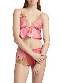 Orchid Lace-Trimmed Silk Crop Cami