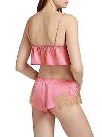 Orchid Lace-Trimmed Silk Crop Cami