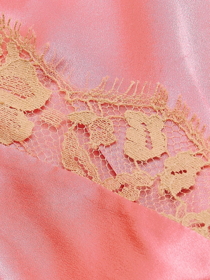 Orchid Lace-Trimmed Silk Crop Cami